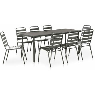 vidaXL Juego De Comedor Para Jard&iacute;n 9 Piezas Acero Gris Oscuro Vidaxl