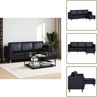 vidaXL The Living Store Divano Componibile a 3 Posti in Pelle Artificiale Nero - Divano in pelle artificiale