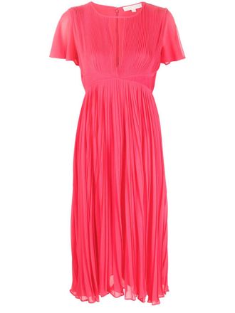 Michael Michael Kors pleated short-sleeve midi dress - Pink