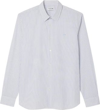 Lacoste Regular Fit Gestreept Poplin Overhemd - Heren - Casual Overhemden - Blauw - 2XL - Katoen - Overhemden