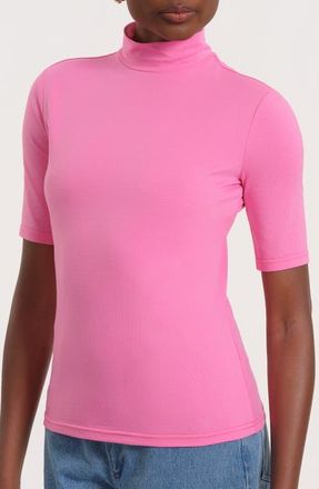 Isaac Mizrahi New York Print Mock Neck Top in Light Pink at Nordstrom, Size X-Large
