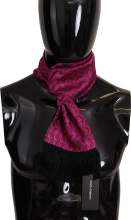 Dolce & Gabbana Magenta Geometrisch Patroon Sjaal Franje Zijden Mannen Sjaal