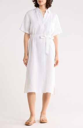 Eileen Fisher Classic Collar Organic Linen Dress in White at Nordstrom Rack, Size X-Small