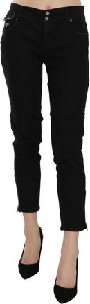 John Galliano Mid Waist Cropped Cut Hem blue Casual Womens Pants