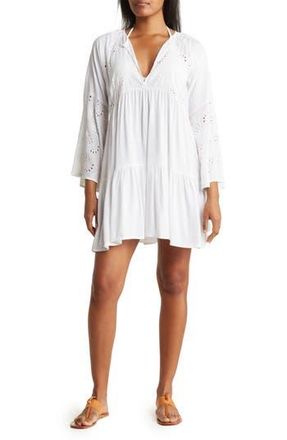 Boho Me Eyelet Bell Sleeve Tunic in White at Nordstrom Rack, Size Medium