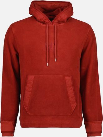 C.P. Company Mens Brushed Fleece Logo Hoodie - Red - Size: 36