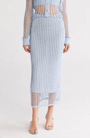 SIMKHAI Odie Open Knit Maxi Skirt in Blue Haze at Nordstrom Rack, Size X-Small
