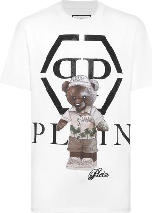 Philipp Plein T-Shirt Round Neck Ls Teddy - Heren - T-shirts - Wit - XL - Katoen - Tops