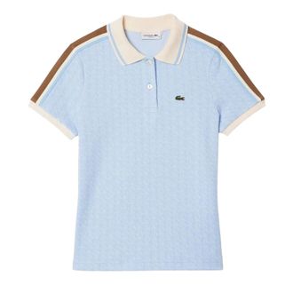 Lacoste Dames Jacquard Slim Korte Mouwen Polo Shirt (Blauw)