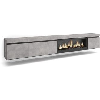 Skraut Home Skraut Home - Mueble Tv, Televisi&oacute;n, Muebles De Sal&oacute;n, Almacenaje, 288x45x35 Cm, Para Tv Gran Formato, Chimenea El&eacute;ctrica Xxl, Colgado, Suspendido, Es