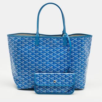 Goyard Blue Goyardine Coated Canvas And Leather Saint Louis Pm Tote