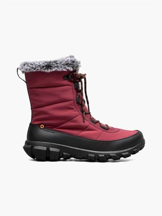 Bogs Womens Cedar Quilt Lace Waterproof Boots In Garnet