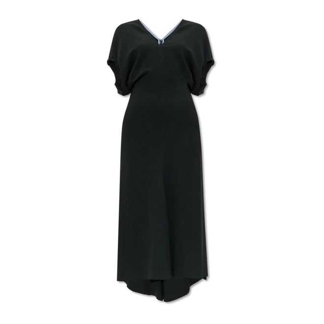 Kleedjes, Dames, Groen, S, Asymmetrische jurk met V-hals