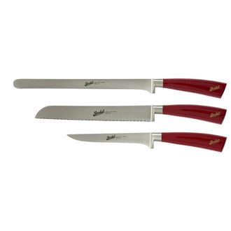 Berkel Elegance set of 3 ham knives, red
