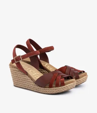 Pedro Garcia Midi jute wedge in dark red suede| Angelina | Spring Summer 26 |PEDRO GARCIA