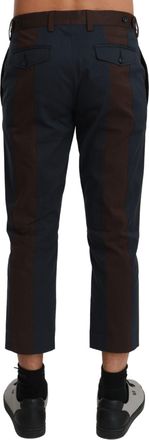 Dolce & Gabbana Mens Striped Cropped Trousers Navy Cotton Nylon