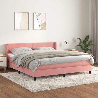 vidaXL Cama Box Spring Con Colch&oacute;n Terciopelo Rosa 180x200 Cm Vidaxl