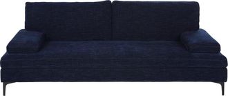 Maisons du monde Sof&aacute; de 3 plazas con respaldo avanza/recula de tela azul noche