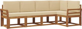 vidaXL Conjunto De Sof&aacute;s De Exterior 5 Uds. Natural Y Beige Vidaxl