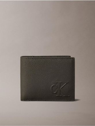 Calvin Klein Jeans Calvin Klein Mens Sculpted Impression Bifold Wallet and Coin Pouch - Grey - OS
