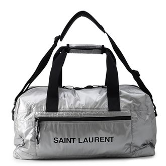 Saint Laurent Black Silver Nylon Canvas Boston Bag (Pre-Owned)