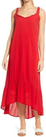 Gibsonlook High-Low Ruffle Edge Maxi Dress in Red at Nordstrom, Size X-Small