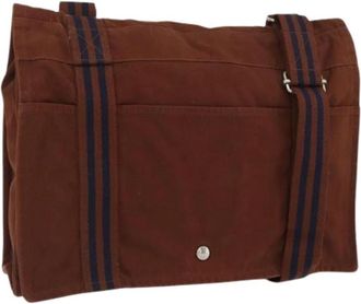 Herm&egrave;s Pre-owned Vintage Cotton Shoulder Bag - Dames - Vintage Schoudertas - Bruin - ONE Size - Katoen - Vintage