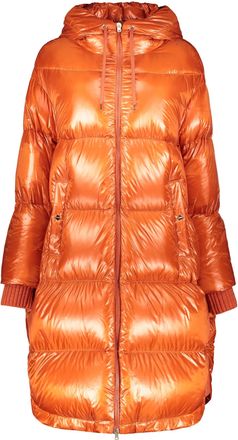 Herno Orange Down Jacket With Hood And Pockets