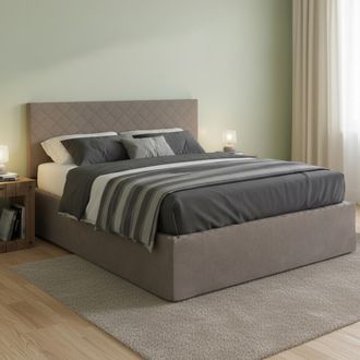 Dmora Dmora - Cama Matrimonial Dbenass, Juego De Cabecero En Ecopiel Con Base Ortop&eacute;dica Y Cenefa, 100% Made In Italy, Adecuado Para Colch&oacute;n De 160x190 Cm, 
