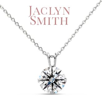 Jaclyn Smith 1/2 Carat Moissanite Solitaire Necklace In Yellow Gold With Free Chain
