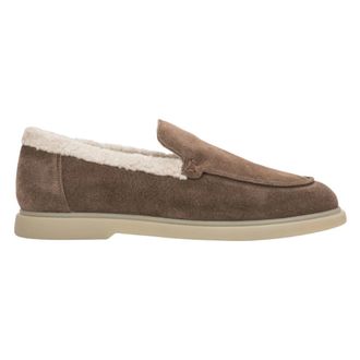 Estro & Luminara Schoenen, Dames, Bruin, 37 EU, Leer, Instappers van velours met imitatiebont voering