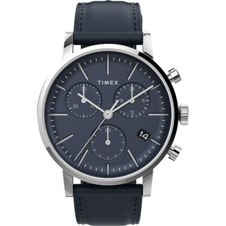 Timex Midtown Mens Blue Watch TW2V36800 Leather (archived) - One Size