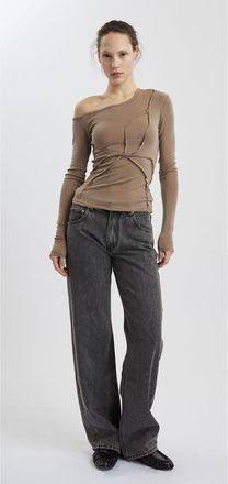 Mother of All Pepper Long Sleeved Off Shoulder T Shirt in Brown at Nordstrom, Size X-Small