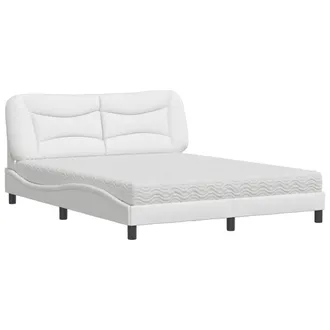 vidaXL Vidaxl - Letto Con Materasso Bianco 160x200 Cm In Similpelle
