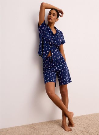 Lauren Ralph Lauren Womens Pink, white, and navy blue pyjama set