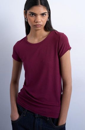 Topshop Fitted Rib T-Shirt in Burgundy at Nordstrom, Size X-Small
