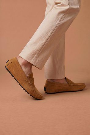 D'Arienzo Mocassino scamosciato color cuoio da uomo DArienzo, Seleziona Taglia ITA 43, Colore Cuoio