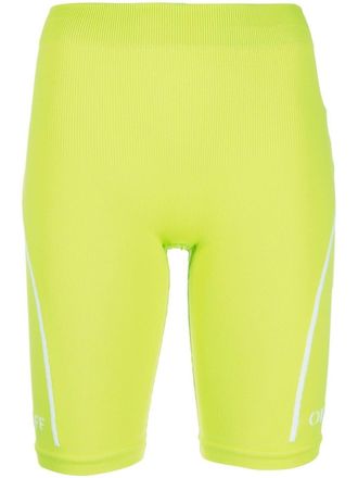 Off-white Athleisure ribbed cycling shorts - women - Elastane/Polyamide - L/XL - Green