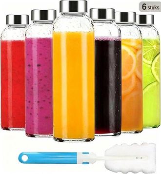 OEM Botellas De Vidrio Transparente Con Tapa, Botellas De Agua De Vidrio Reutilizables Con Tapas De Acero Inoxidable, 100% A Prueba De Fugas, Sin Bpa