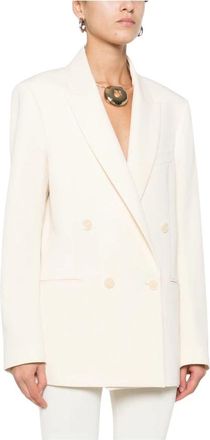 Patrizia Pepe Essential Double-Breasted Blazer - Dames - Blazers - Wit - XS - Polyester - Jassen