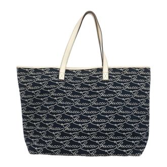 Gucci Navy Canvas Tote Bag (Pre-Owned)