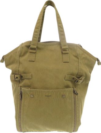 Saint Laurent Khaki Canvas Tote Bag (Pre-Owned)