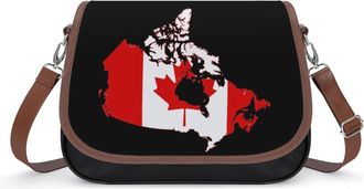 Generic Canada Map Flag Crossbody Bag Womens Handbag PU Message Bags Shoulder Purse with Adjustable Strap