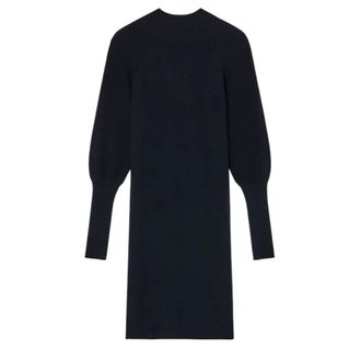 A|X Armani Exchange Lange Geribbelde Gebreide Jurk - Dames - Kleedjes - Zwart - XS - Polyester - Kleedjes