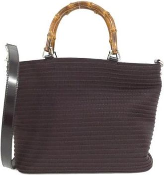 Gucci Pre-owned Handbags, female, Purple, Size: ONE SIZE Pre-owned Canvas Handbag