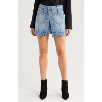 Hidden Jeans Button Front Denim Miniskirt in Medium Wash at Nordstrom, Size X-Small