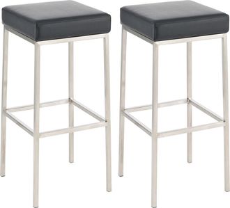 Clp Set de 2 Taburetes de bar con reposapiés en Simil cuero Negro