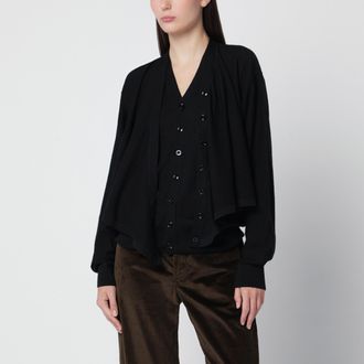 Christophe Lemaire Cardigan Trompe loeil nero in misto lana
