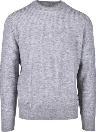 Ballantyne Wolmix Alpaca Trui - Heren - Ronde hals truien - Grijs - L - Wol - Truien & Vesten
