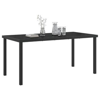 Berkfield Home Garden Table Black 160x80x73 cm Tempered Glass | Size: 160 x 80 x 73 cm